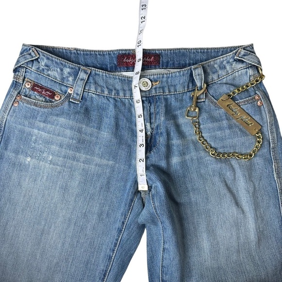 Baby Phat Y2K Distressed Jeans With Wallet Chain. Size Junior 7 - Picture 5 of 10